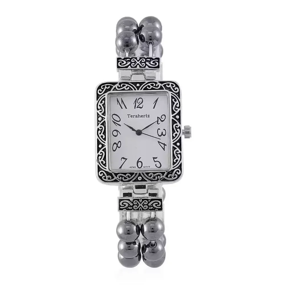 Terahertz Beaded Japanese Movement Stretch Bracelet Square Shape Watch New